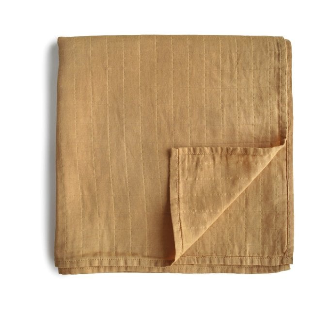 Mushie Mushie - Muslin Swaddle Blanket Organic Cotton, Fall Yellow