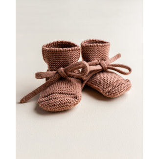 Hvid Knitwear Hvid Knitwear - Merino Wool Booties, Terracotta, 0-9 months