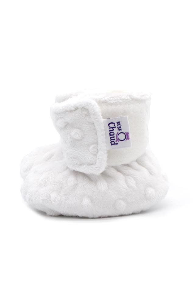 Bebe O Chaud Baby Velcro Slippers Textured White Charlotte et Charlie