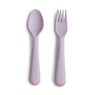 Mushie Mushie - Fork and Spoon Set, Soft Lilac