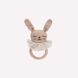 Main Sauvage Main Sauvage - Teething Ring with Plush in Alpaca Wool, Sand Rabbit