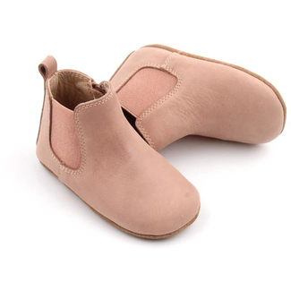 Consciously Baby Consciously Baby - Soft Sole Waxed Leather Chelsea Boot, Antelope Pink