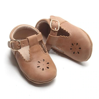 Consciously Baby Consciously Baby - Soft Sole Leather Petal Shoes, Aged Camel