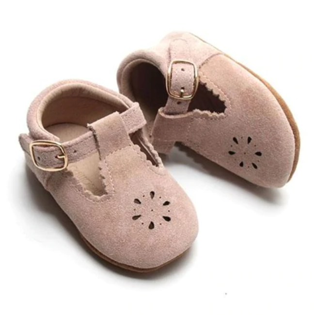 Consciously Baby Consciously Baby - Soft Sole Suede Petal Shoes, Plum