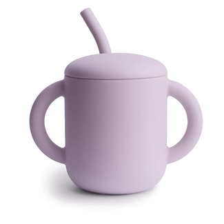 Mushie Mushie - Silicone Training Cup with Straw, Soft Lilac
