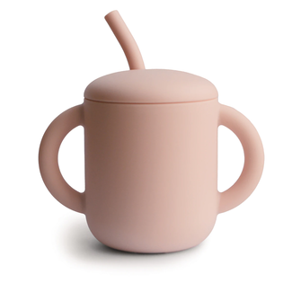 Mushie Mushie - Silicone Training Cup with Straw, Blush