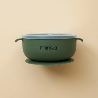 Minika Minika - Silicone Bowl and Transparent Lid, Leaf