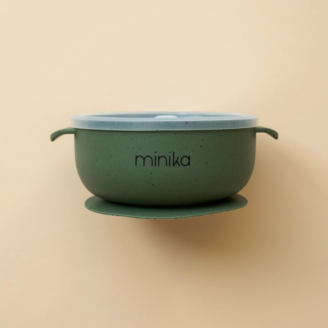Minika Minika - Silicone Bowl and Transparent Lid, Leaf