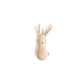 Ouistitine Ouistitine - Linen Bunny Rattle, Textured Rosé