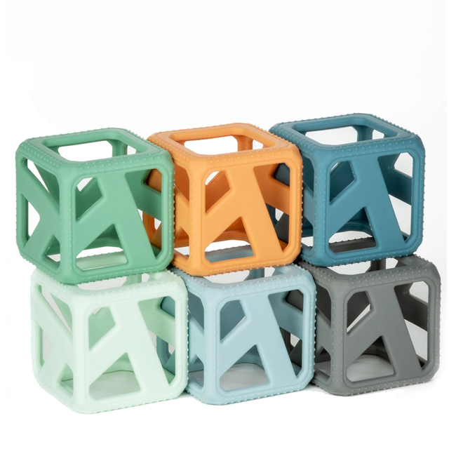 Munch Mitt Chew Cube - 6 Stacking Teething Cubes, Earthy