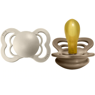 BIBS BIBS - Pack of 2 Supreme Latex Pacifiers, Vanilla/Dark Oak