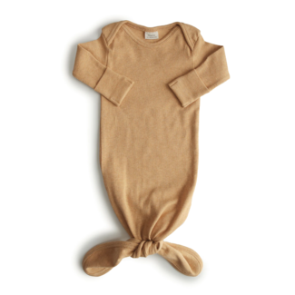 Mushie Mushie - Organic Ribbed Cotton Knotted Gown, Mustard