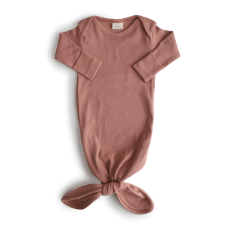 Mushie Mushie - Organic Ribbed Cotton Knotted Gown, Cedar