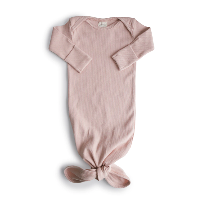 Mushie Mushie - Organic Ribbed Cotton Knotted Gown, Blush