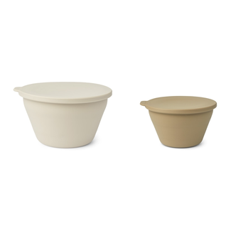 Liewood Liewood - Dale Foldable Silicone Bowl Set, Beige and Oat
