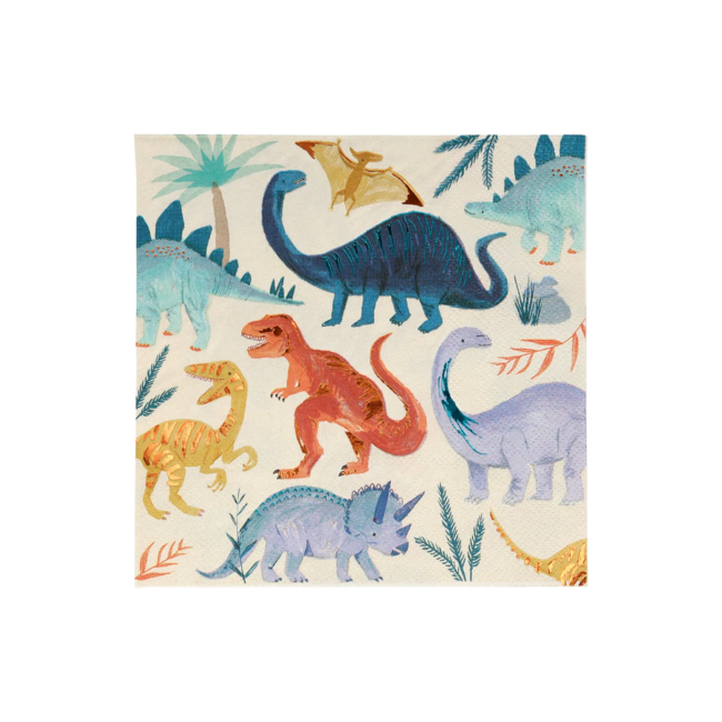 Meri Meri Meri Meri - Paquet de 16 Serviettes en Papier, Royaume des Dinosaures