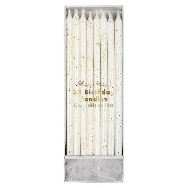 Meri Meri Meri Meri - Set of 24 Glitter Candles, White and Gold