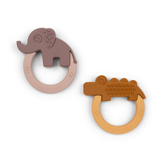 Done By Deer - Set of 2 Teether Rattle, Mustard and Powder