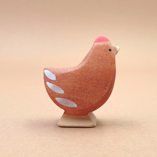 Brin d'ours Brin d'Ours - Wooden Animal, Standing Red Hen
