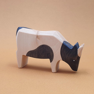 Brin d'ours Brin d'Ours - Wooden Animal, Grazing Black Spotted Cow