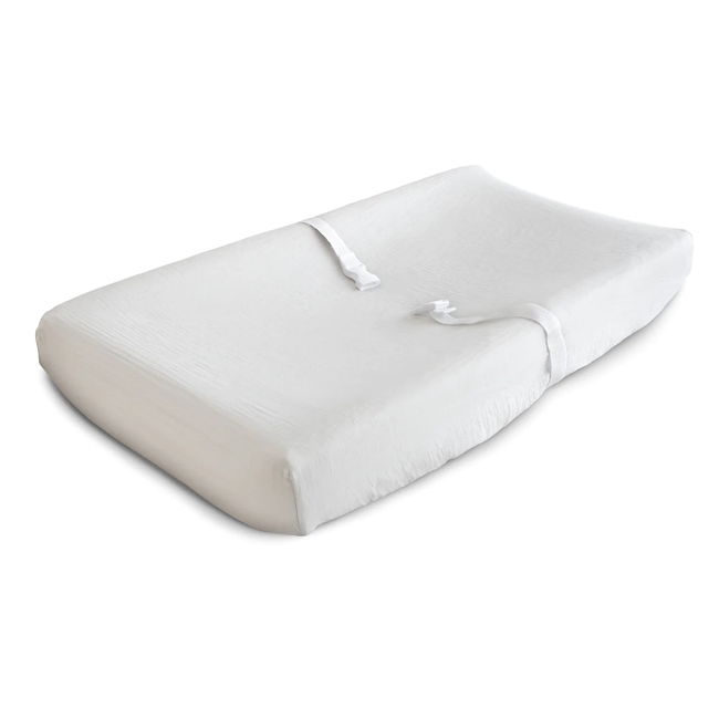 Mushie Mushie - Muslin Cotton Changing Pad Cover, White