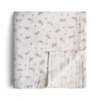 Mushie Mushie - Couverture en Mousseline de Coton Biologique, Fleurs Roses