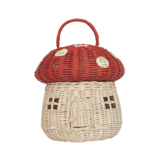 Olli Ella Olli Ella - Rattan Mushroom Basket, Red