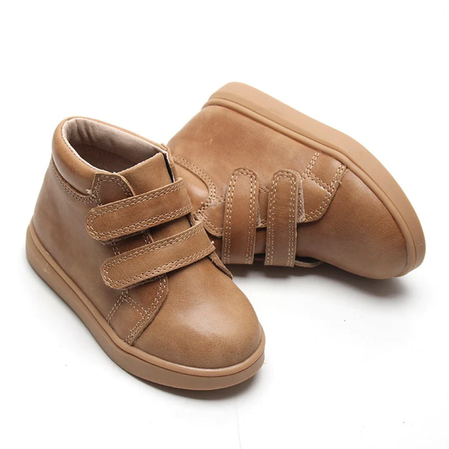 Consciously Baby Consciously Baby - Hard Sole Waxed Leather High Top Sneaker, Sand