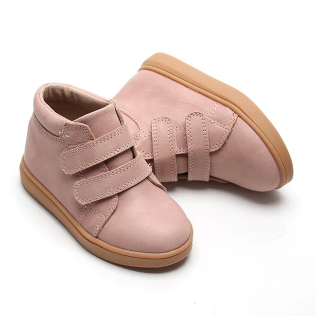 Consciously Baby Consciously Baby - Hard Sole Waxed Leather High Top Sneaker, Rose Cloud