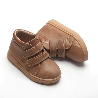 Consciously Baby Consciously Baby - Hard Sole Waxed Leather High Top Sneaker, Aged Camel