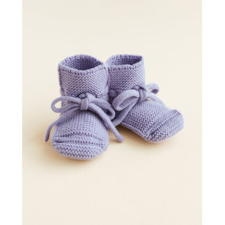 Hvid Knitwear Hvid Knitwear - Chaussons en Laine Mérinos, Lilas, 0-9 mois