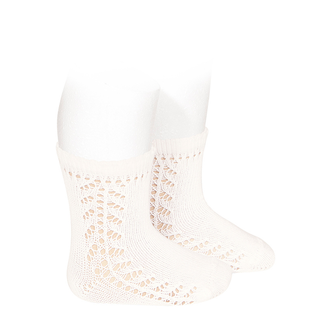 Condor Condor - Warm Short Socks with Side Openwork, Cream