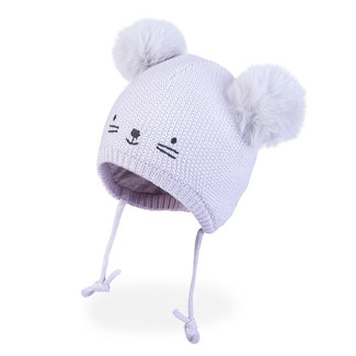 Tutu Tutu - Mouse Hat with Pompom, Grey, 0-6 months
