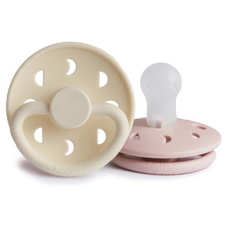 Frigg Frigg - Set of 2 Silicone Pacifiers, Moons Blush and Cream