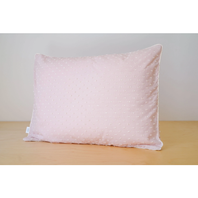 Bouton Jaune Bouton Jaune - Cover Pillow 12x16 Inches with  Lace Edges, Bout de Ficelle, Pink