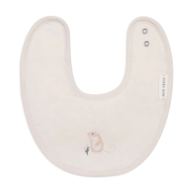 Avery Row Avery Row - Embroidered Organic Cotton Bib, Mouse