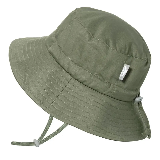 Jan & Jul Jan & Jul - Chapeau Soleil Seau Ajustable en Coton, Vert Armée