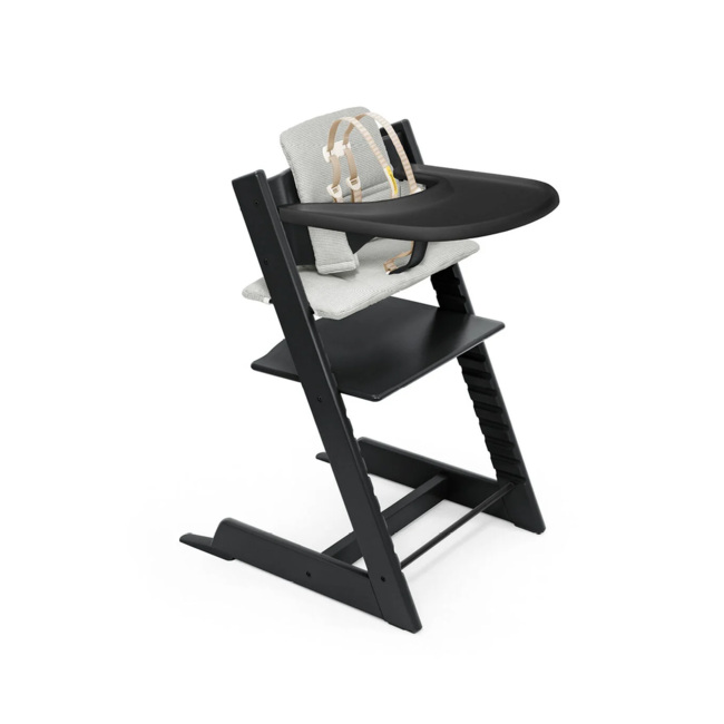 Stokke Stokke Tripp Trapp - High Chair Set with Cushion and Tray, Black Nordic Grey