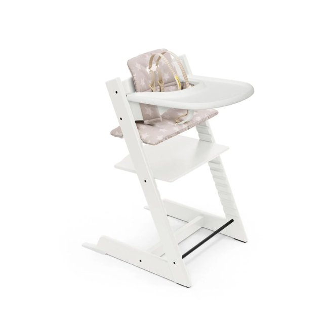 Stokke Stokke Tripp Trapp - High Chair Set with Cushion and Tray, White Stars Silver