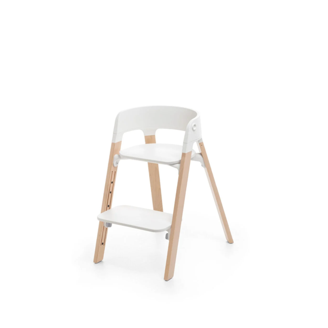 Stokke Stokke Steps - Chaise, Pieds Naturels et Siège Blanc