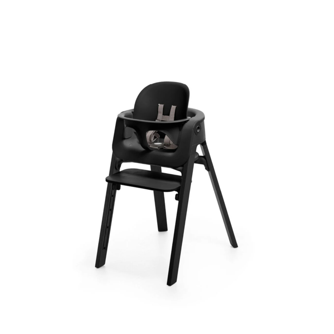 Stokke Stokke Steps - Chaise Haute, Pieds Noir, Ensemble Bébé et Siège Noir