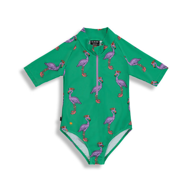 Birdz Children & Co Birdz - Surfer Swimsuit, Green Flamingo