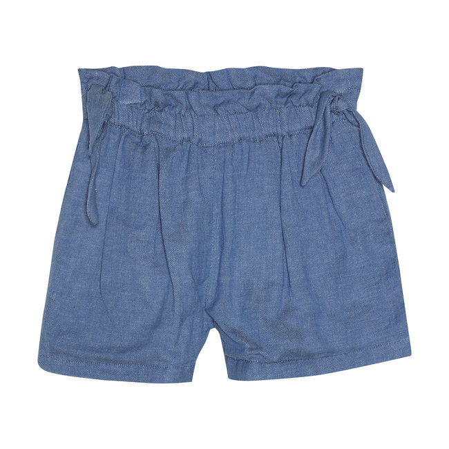 Creamie Creamie - Chambray Pleated Waist Shorts, Denim Blue