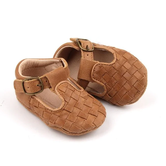 Consciously Baby Consciously Baby - Soft Sole Leather Woven Shoes, Walnut