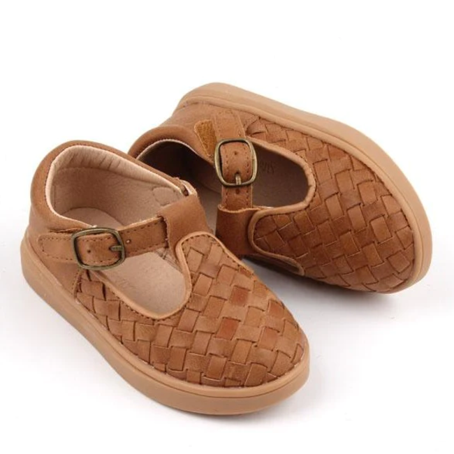 Consciously Baby Consciously Baby - Hard Sole Leather Woven Shoes, Walnut