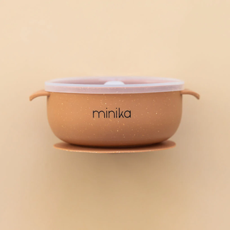 Minika Minika - Bol en Silicone et Couvercle Transparent, Amande