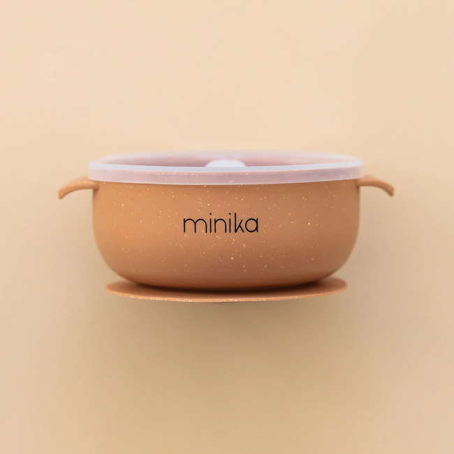 Minika Minika - Silicone Bowl and Transparent Lid, Almond