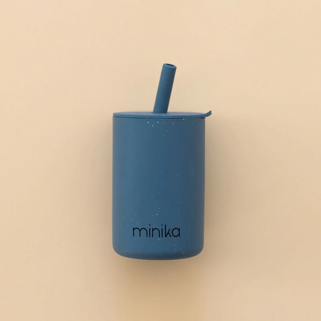 Minika Minika - Verre avec Paille et Couvercle, Indigo
