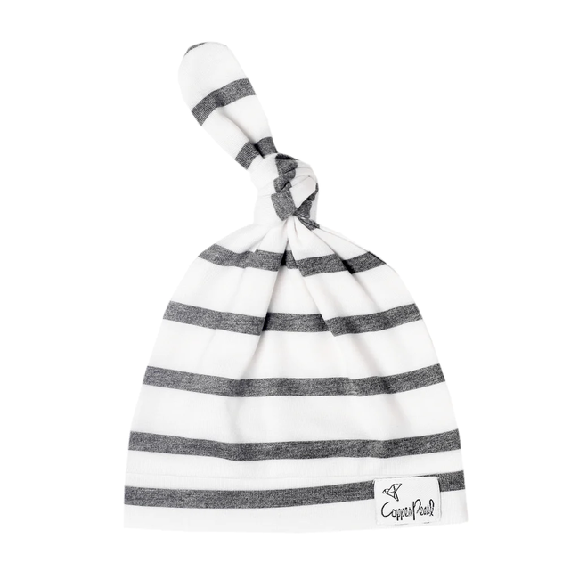 Copper Pearl Copper Pearl - Top Knot Hat, City Grey Stripes, 0-4 months