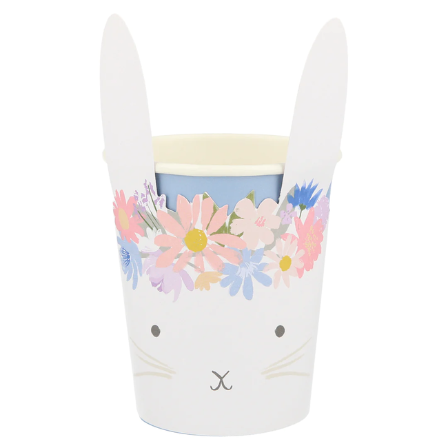 Meri Meri Meri Meri - Pack of 8 Paper Cups, Floral Bunny